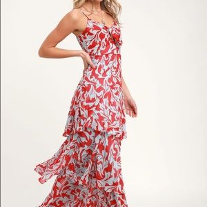 NWT Lulus Saturday Sunrise Floral Tiered Maxi